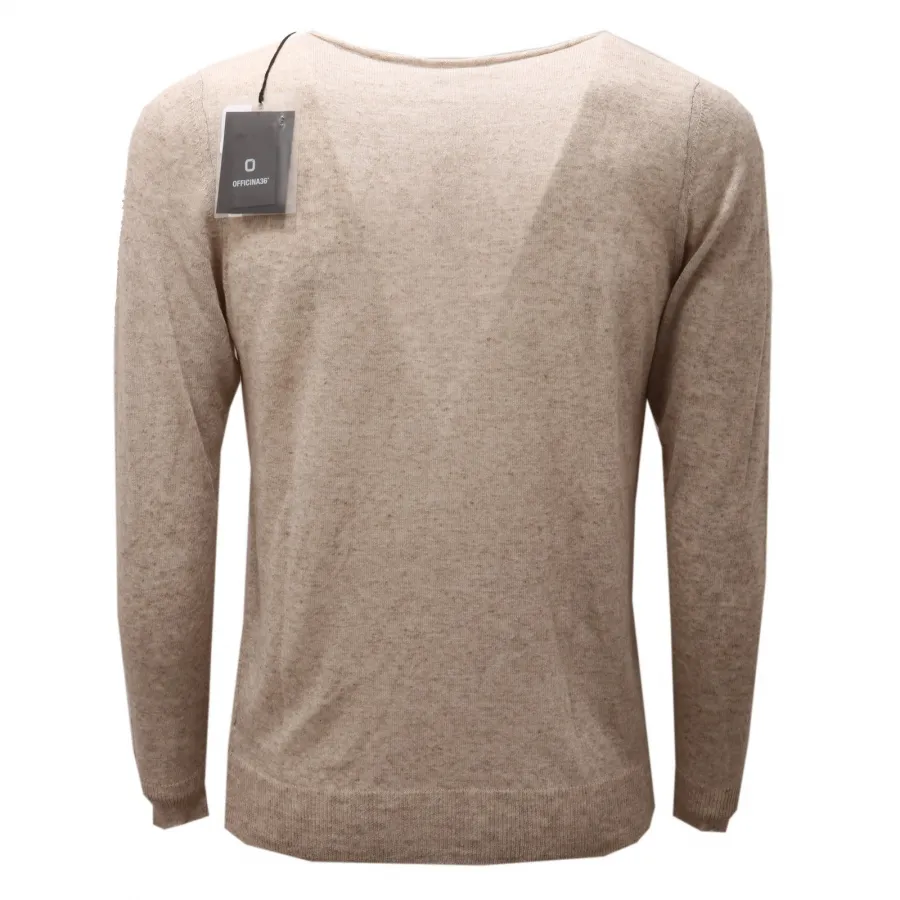 4303AD maglione uomo OFFICINA36 beige viscose/linen slub sweater man