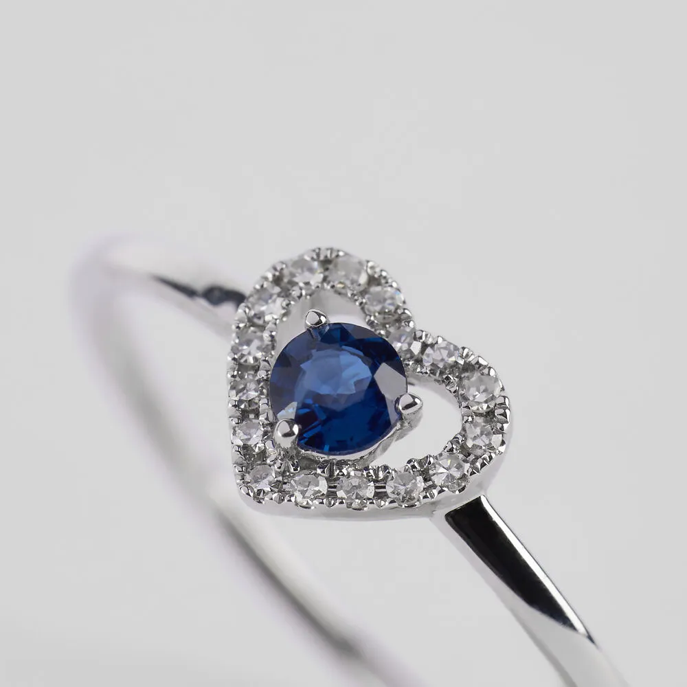 Anello Solitario Charlotte Oro Bianco 375/1000 Zaffiro 0,12 ct Diamante Bianco 0,042 ct 1418730