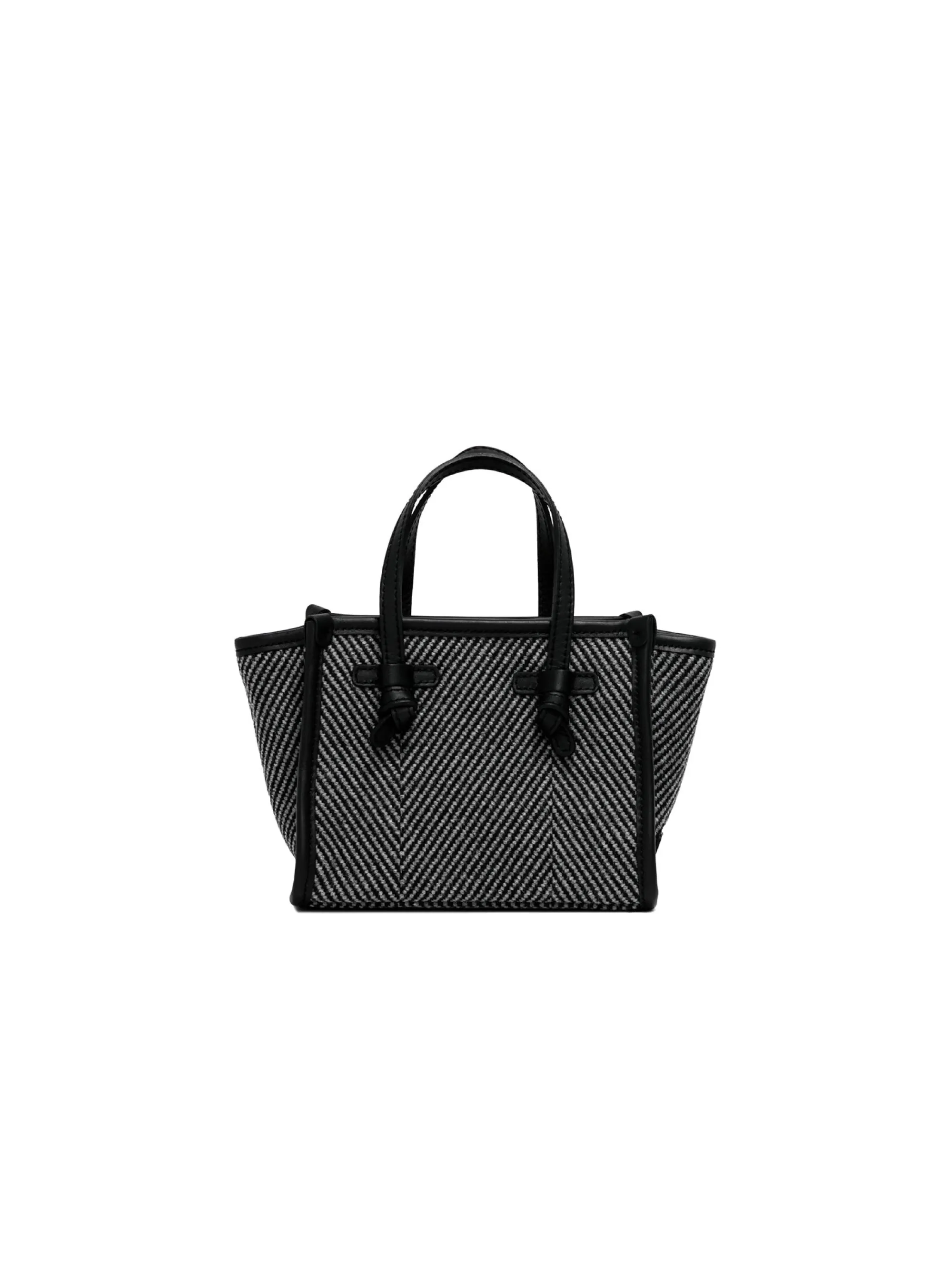 Borsa a Mano in Tessuto Spigato Grigio/Nero