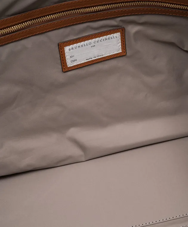 Brunello Cucinelli Borsa da viaggio combinata beige con logo MBYEU343
