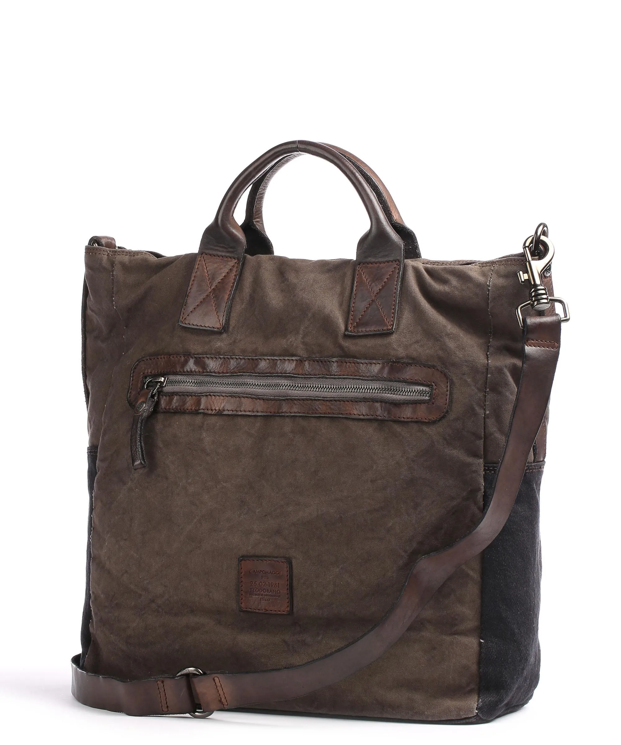  Campomaggi Borsa shopper cotone marrone/nero  