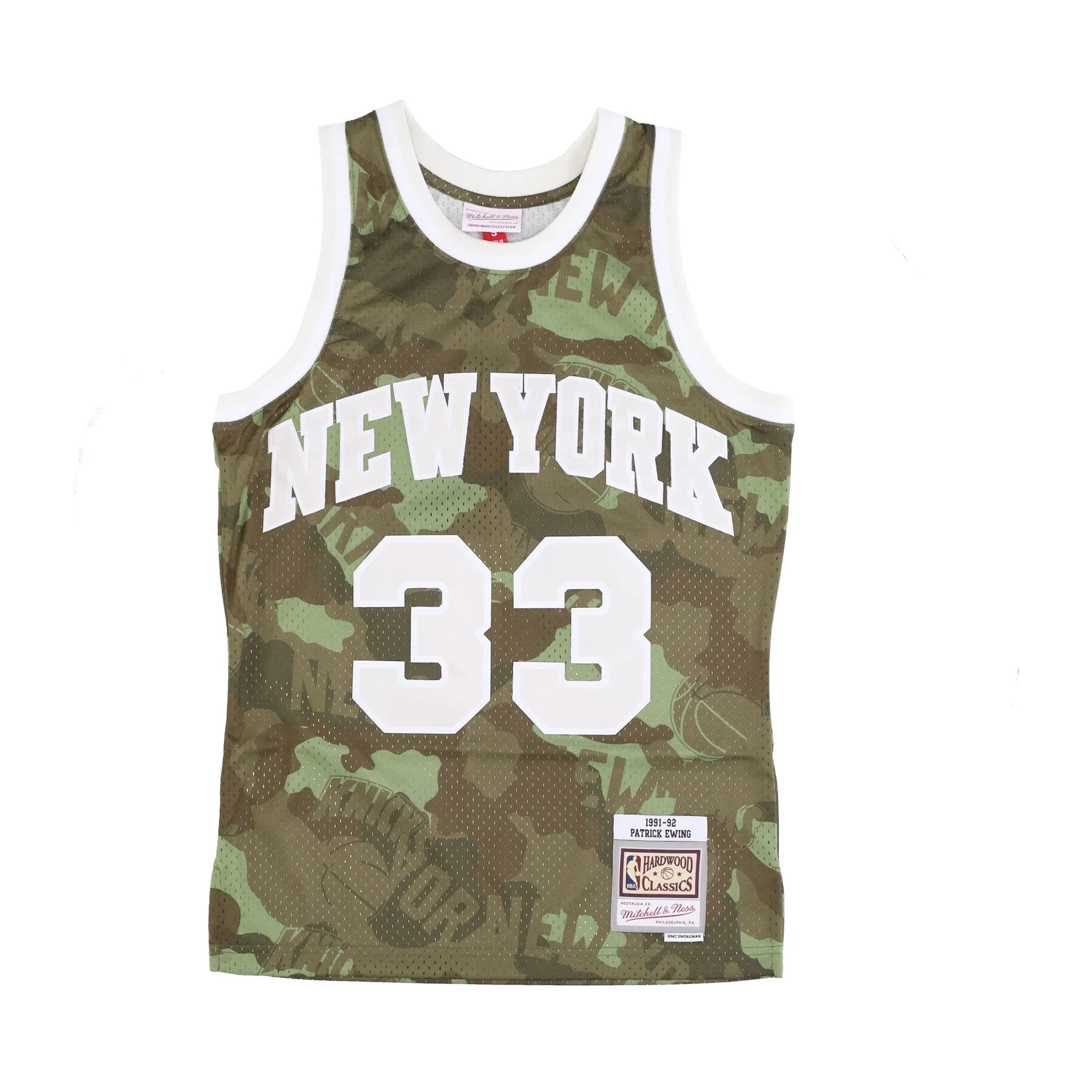 Canotta Basket Uomo Nba Ghost Green Camo Swingman Jersey Hardwood Classics No 33 Patrick Ewing 1991-92 Neykni Camo/green