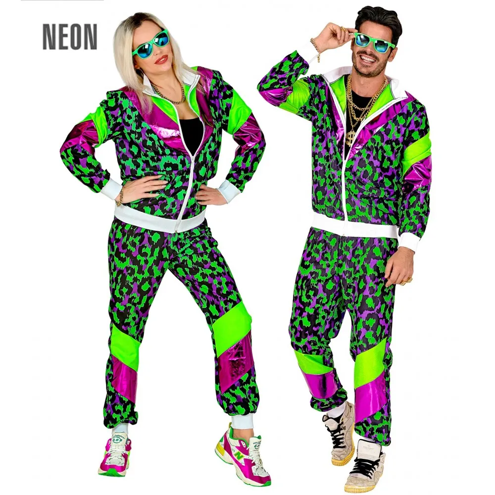 Costume Tuta Anni 80 Party Animal Fluorescente Unisex per Feste a TemaTaglia XXL, Adulto