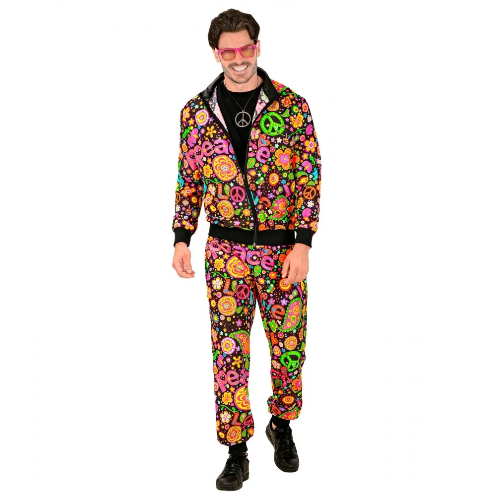 Costume Tuta Party Fashion Hippie Fluorescente Unisex per Feste a TemaTaglia L, Adulto