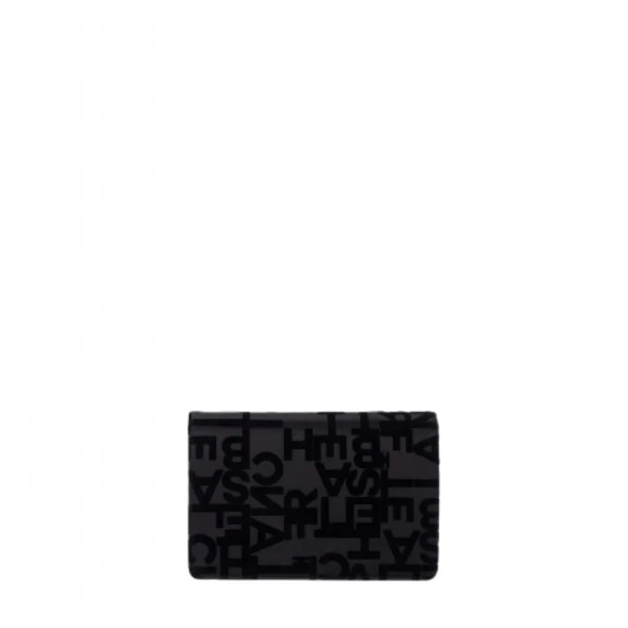 --Elisabetta Franchi Borsa Nera A Tracolla In Raso Con Lettering Flockato-