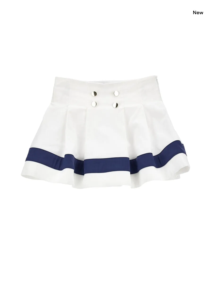 Gonna bianca con riga blu per bambina