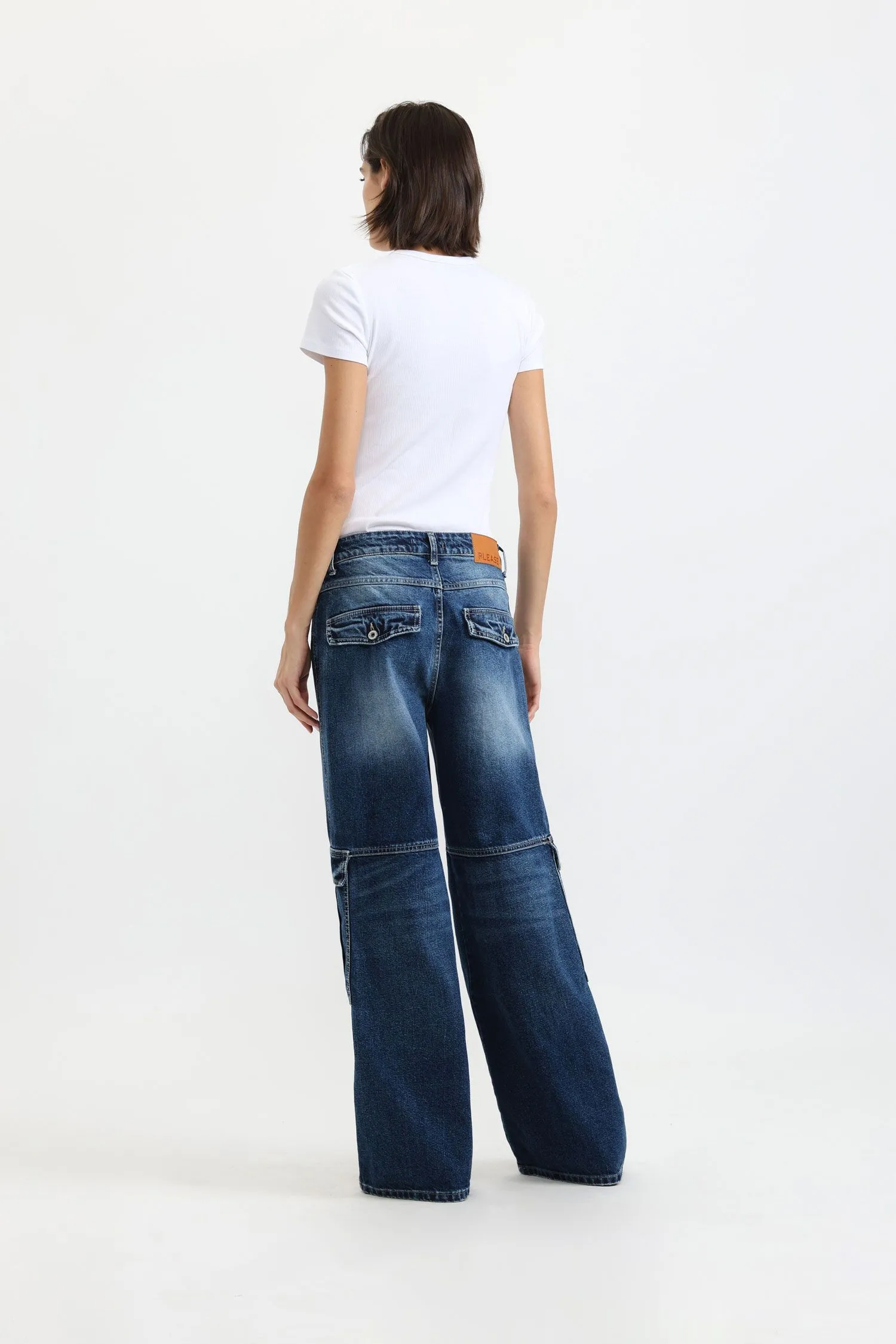 Jeans a gamba larga con tasche 