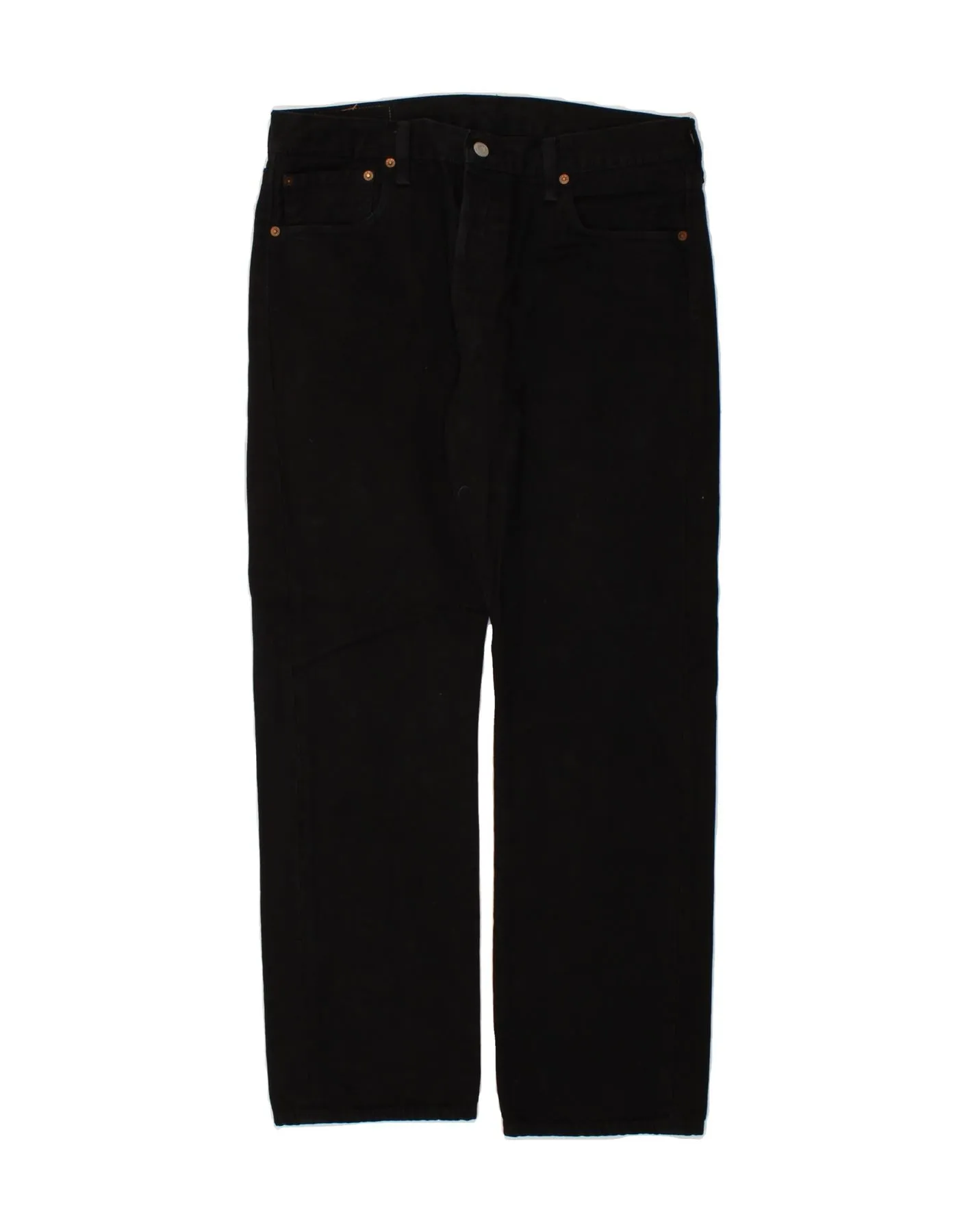 LEVI'S Mens 501 Straight Jeans W34 L30 Black Cotton