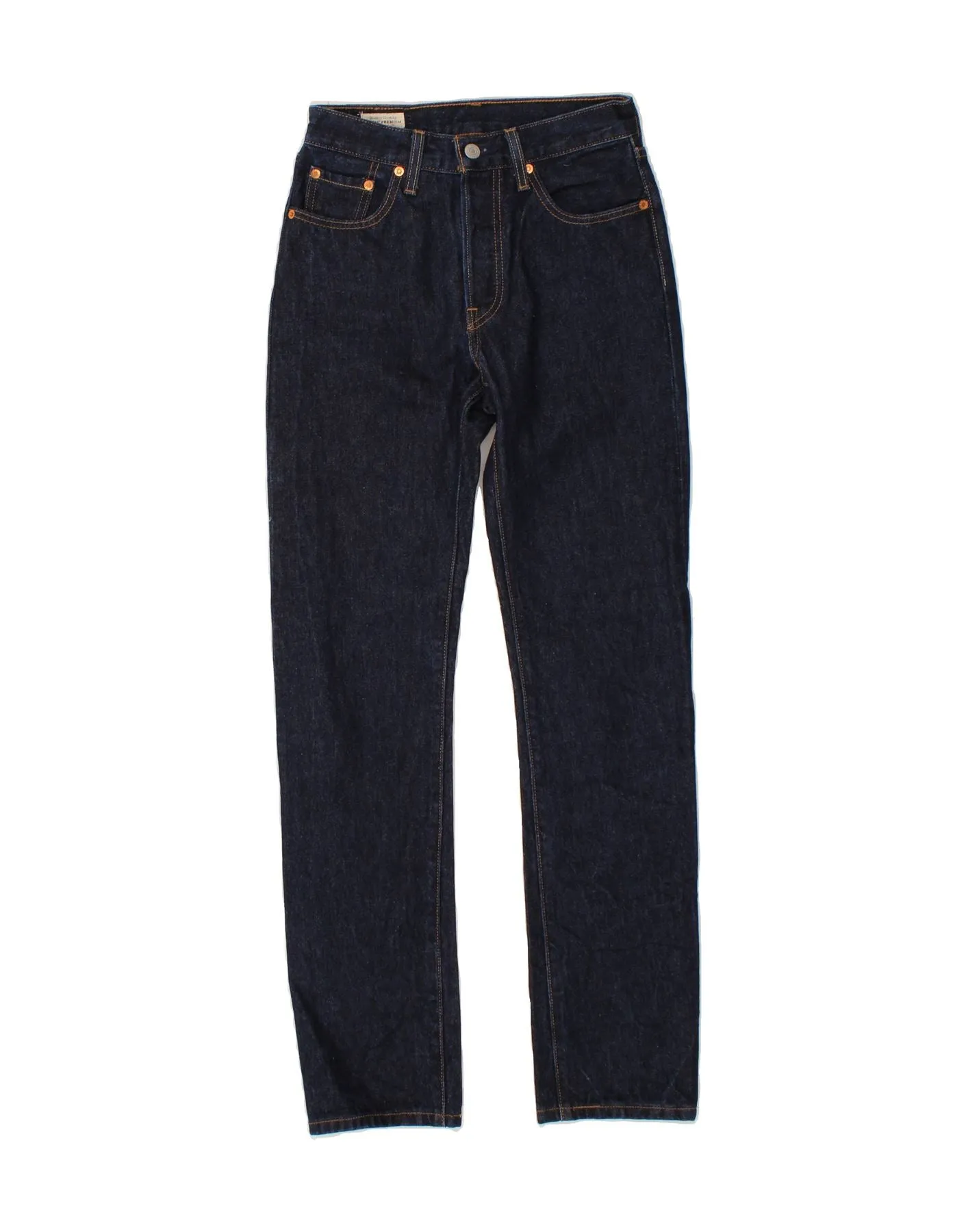 LEVI'S Womens 501 Straight Jeans W25 L31 Navy Blue Cotton