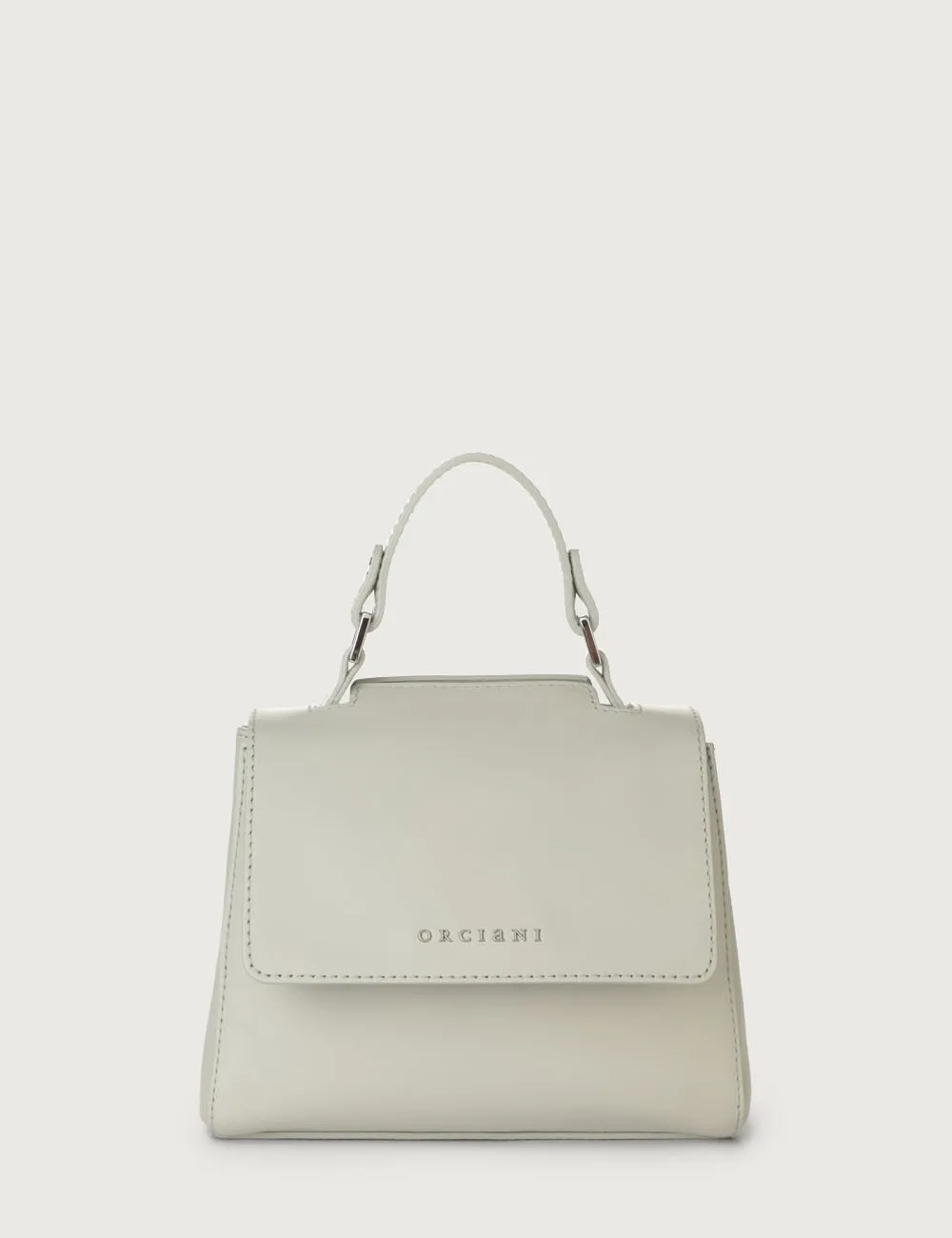 Orciani     Borsa Sveva Vanity Mini a mano in pelle con tracolla ghiaccio