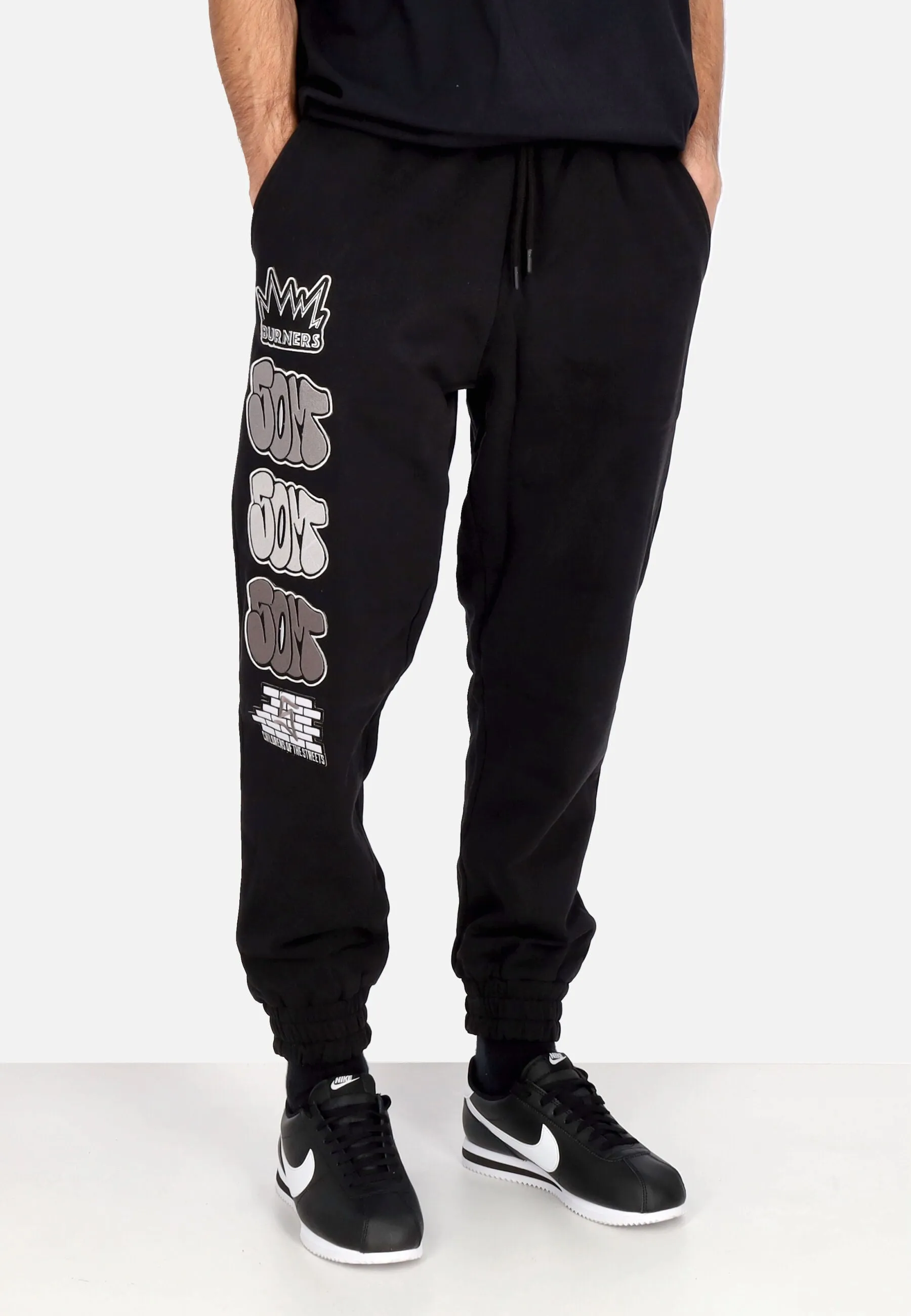 Pantalone Tuta Leggero Uomo Graffiti Patch Joggers Black