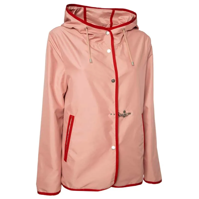 Parka leggero rosa con cappuccio 