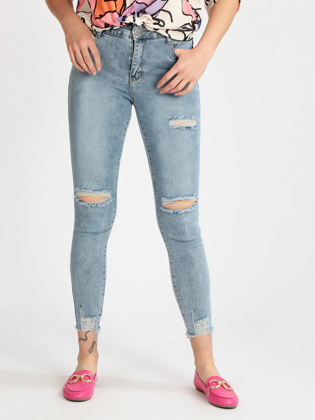 Semaforo Jean femme skinny avec déchirures