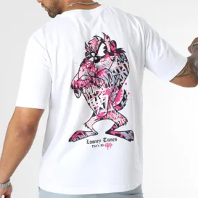 Tee Shirt Oversize Large Taz Graff Rosa Bianco