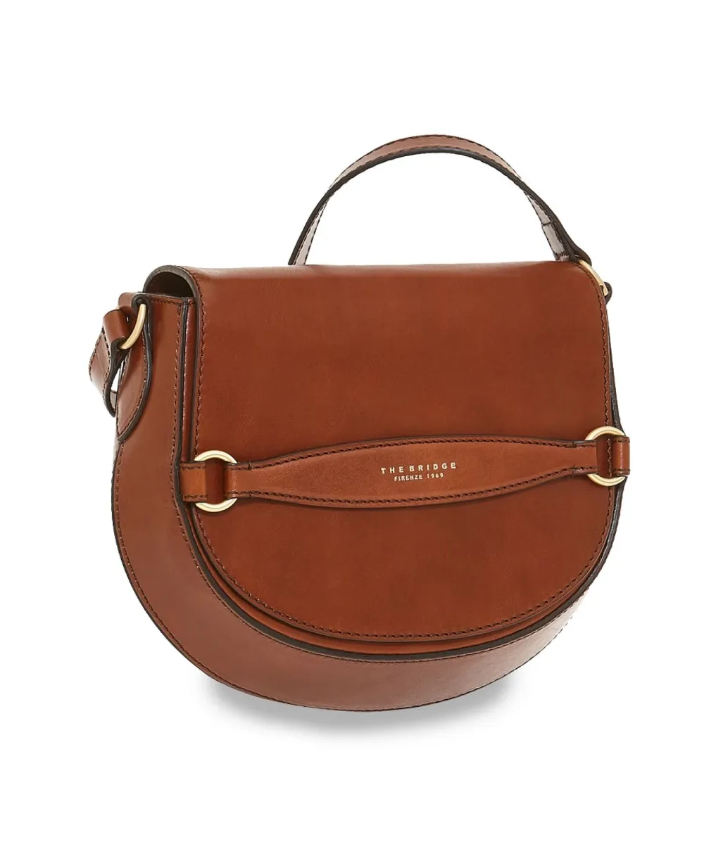The Bridge Bettina borsa donna a tracolla grande con patta, pelle cuoio marrone