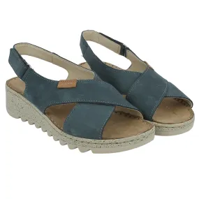 Walk in the City  Sandalo incrociato in pelle blu 