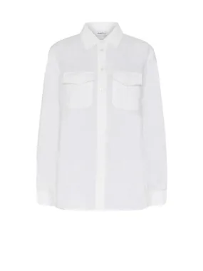 White long-sleeved shirt with pockets